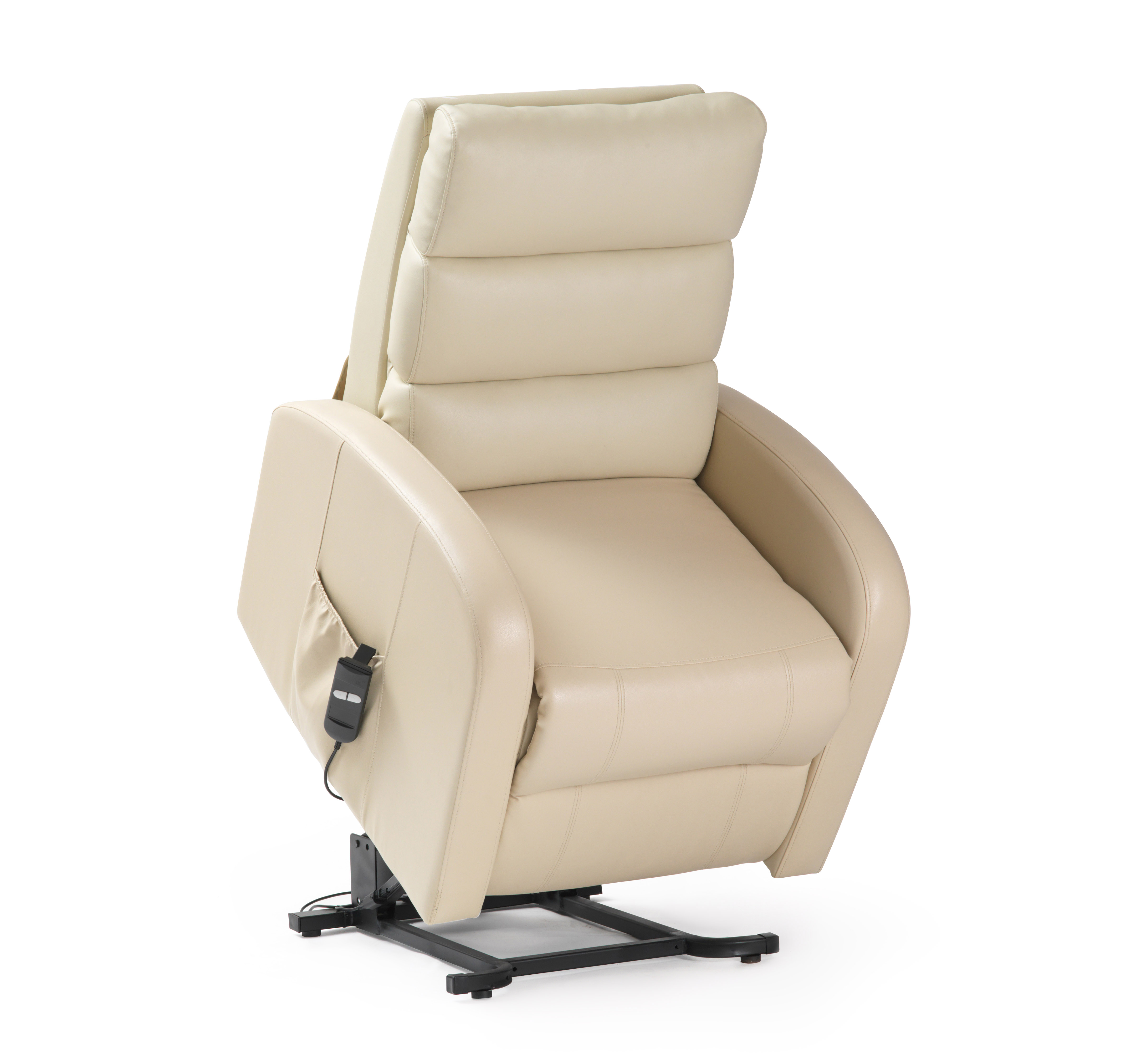 Three Tier Back PU Dual Motor Riser Recliner in Cream